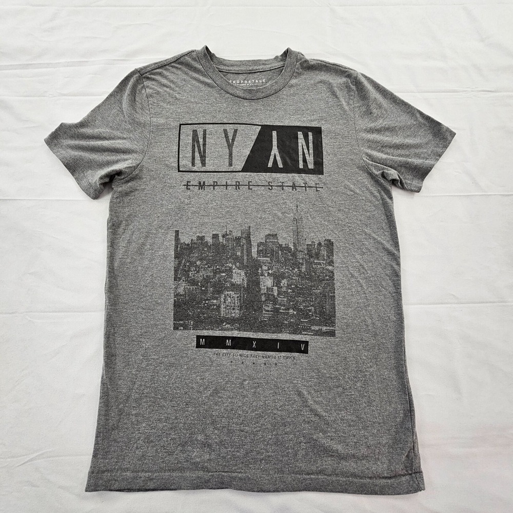 New York NY 2014 Aeropostale Gray Short Sleeve Cotton Blend T-Shirt Men's M